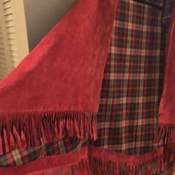 Spiegel vintage Cranberry SUEDE Cape with fringe. - Picture 6 of 8
